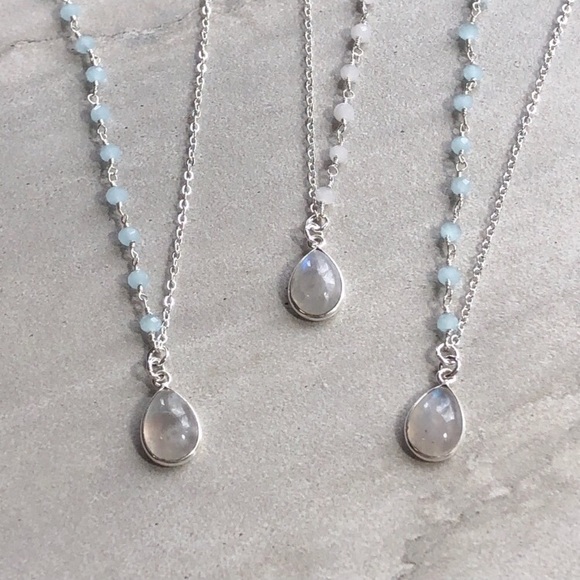Rainbow Moonstone Rosary Chain Necklace - Picture 3 of 8